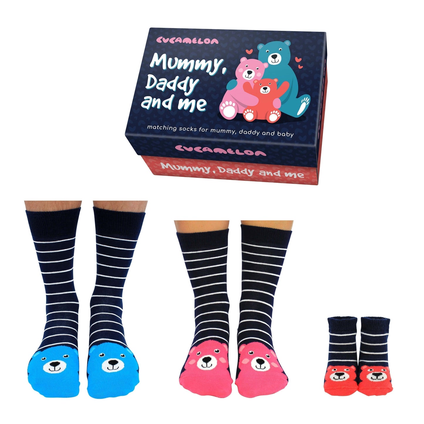 Mum, Dad & Me- United odd sock- 3 Pairs of Bear Socks |Gift Box |Cucamelon|