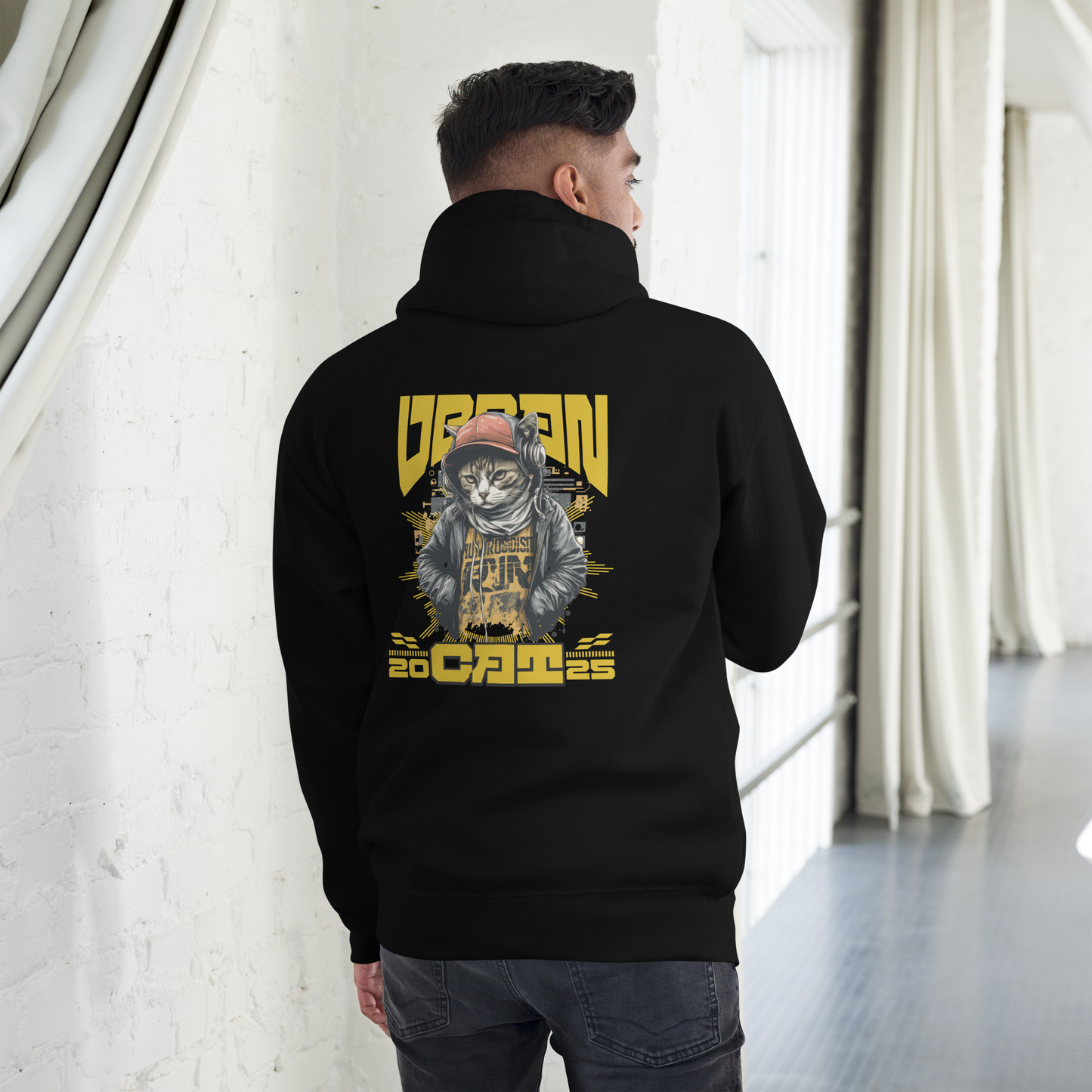 Urban Cat Funky unisex Hooded Sweatshirt